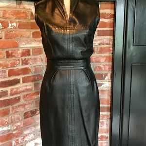 Rare Vintage Lillie Rubin Black Leather Dress